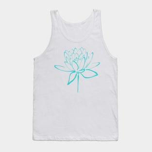 Lotus Blossom Calligraphy Cyan Tank Top